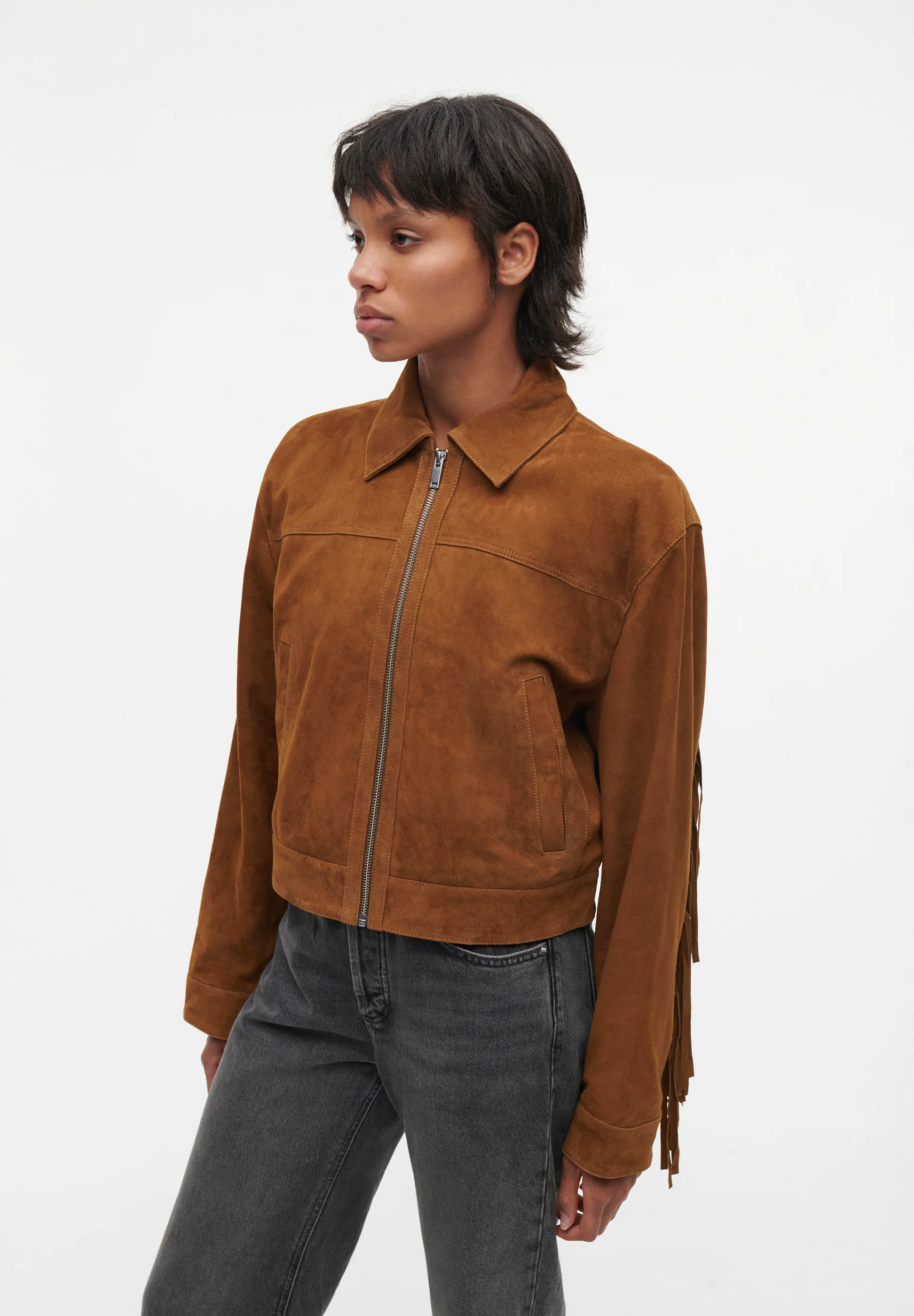 SUE Suede Fringe Jacket - Image 3